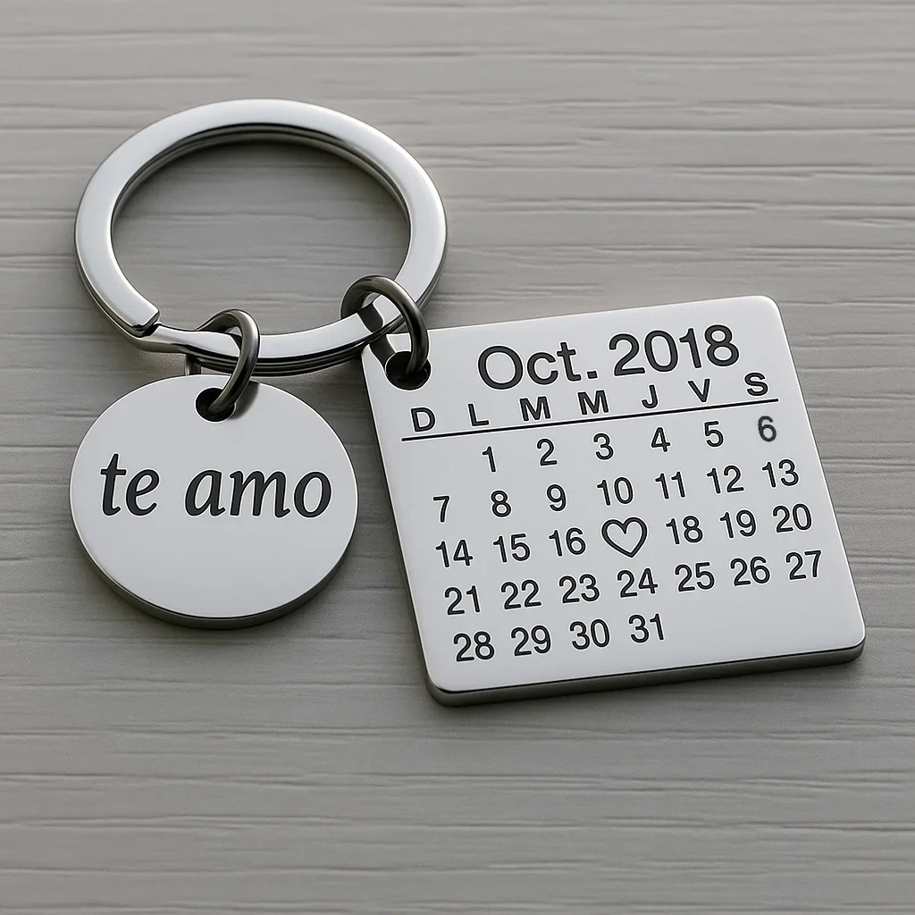 Llavero personalizado de calendario en acero inoxidable