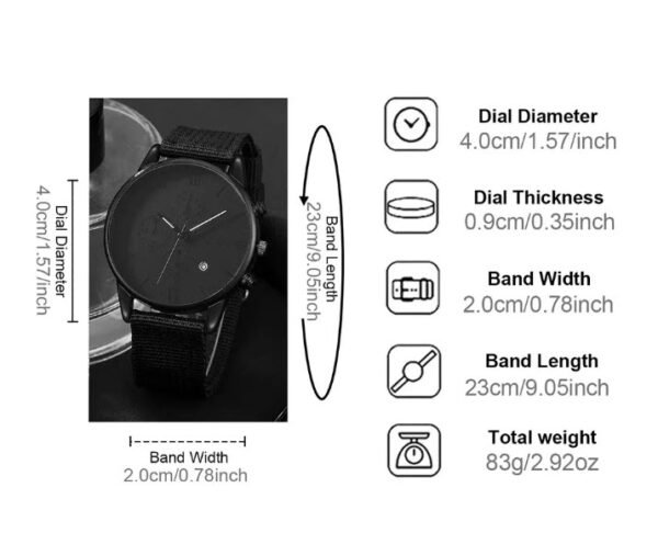 Kit de Reloj Pulso en Cuero y Billetera para Hombres En Negro - Image 4
