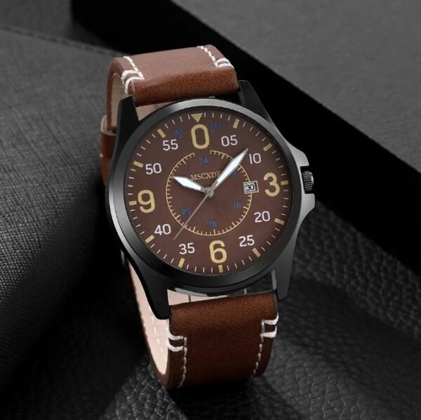 Kit de Reloj Pulso en Cuero y Billetera para Hombres En Marrol - Image 4