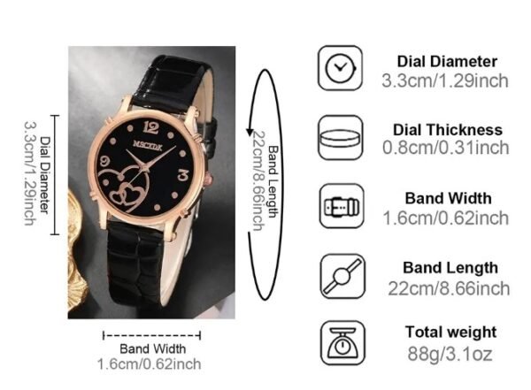 Kit Reloj Y Billetera para Mujer en Cuero Corazón - Image 4