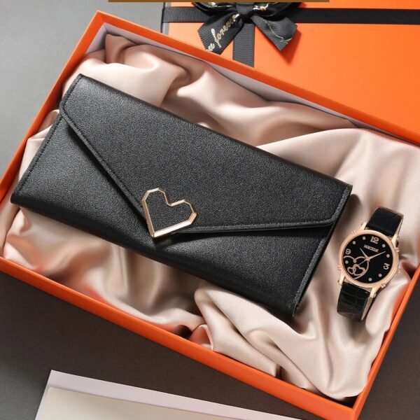 Kit Reloj Y Billetera para Mujer en Cuero Corazón