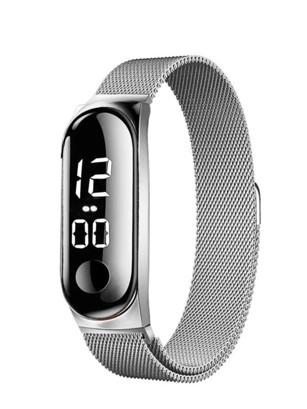 Kit Reloj de Cuarzo y Reloj Digital Negro Plateado Elegante - Image 3